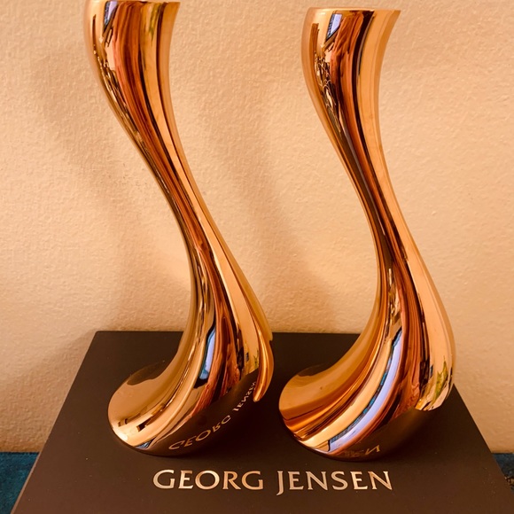 Georg Jensen 18k Rose Gold Medium Candleholder Set - Picture 3 of 8